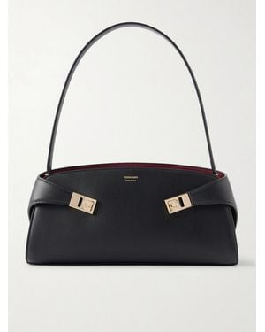 Ferragamo Hug Leather Shoulder Bag - Black
