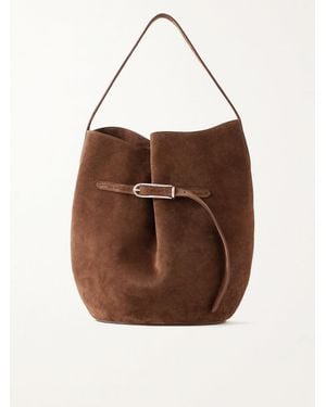 Liffner Buckled Large Suede Shoulder Bag - Brown