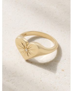 Marlo Laz Heart 14-Karat Diamond Signet Ring - Natural