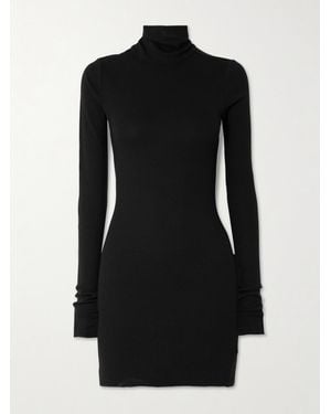 ÉTERNE Minikleid Aus Einer Gerippten Stretch-Baumwoll-Modalmischung Mit Rollkragen - Schwarz