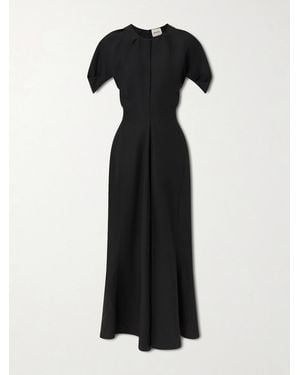 KHAITE Ria Woven Midi Dress - Black