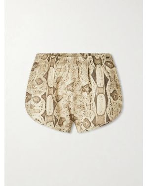 Gucci Phyton-Print Silk-Blend-Chiffon Shorts - Natural