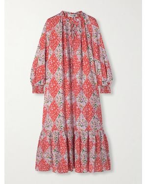 Diane von Furstenberg Fortina Printed Voile Midi Dress - Red