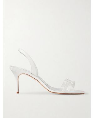 Manolo Blahnik Cigaurasli 70 Leather Slingback Sandals - Natural