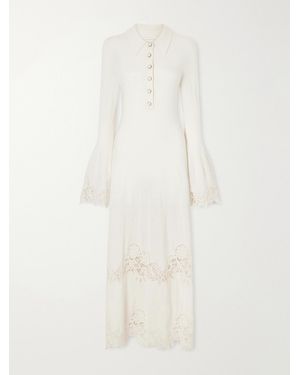 Zimmermann Clash Crochet-Trimmed Wool Midi Dress - White