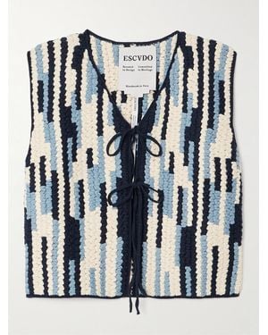 Escvdo Anadara Weste Aus Gehäkelter Biobaumwolle Mit Streifen - Blau