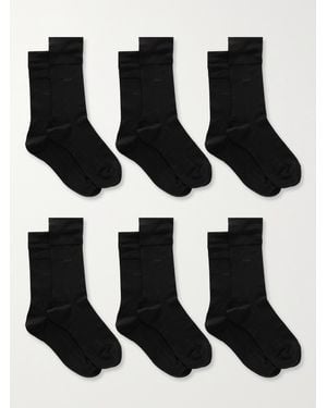 CDLP Net Sustain Set Aus Sechs Paar Socken Aus Einer Biobaumwollmischung Mit Intarsienmotiv - Schwarz