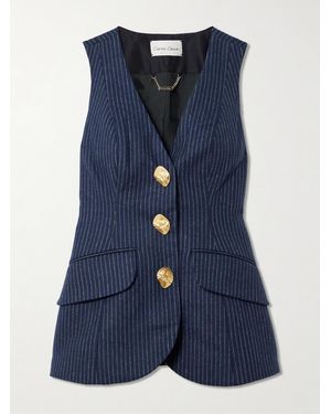 Cara Cara Wes Pinstriped Brushed Wool-Blend Vest - Blue