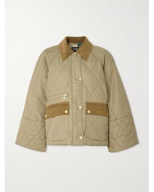 Barbour Martha Cropped Corduroy-Trimmed Quilted Shell Jacket - Natural