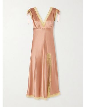 Eres Sophistiquée Lace-Trimmed Silk-Satin Nightdress - Pink