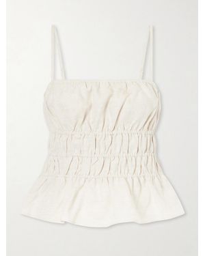 STAUD Ayla Ruffled Linen Tank - Natural