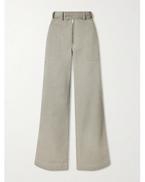 Acne Studios Belted Cotton-Blend Gabardine Wide-Leg Trousers - White