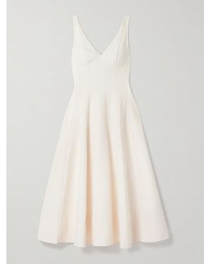 STAUD Marieta Paneled Cotton-Blend Faille Midi Dress - White