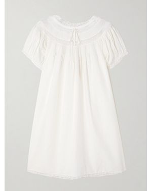 Doen Daphne Lace-Trimmed Pintucked Organic Cotton-Voile Mini Dress - White