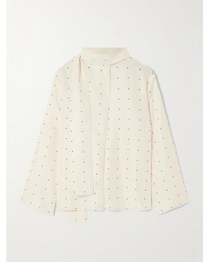 Rohe Bluse Aus Seide Mit Punkten Und Schluppe - Natur
