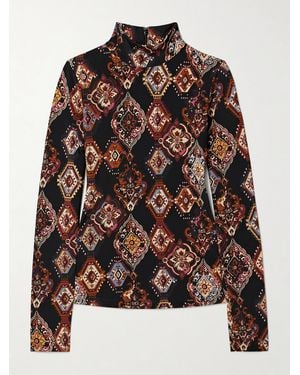 Cara Cara Suzie Printed Stretch-Jersey Turtleneck Top - Black