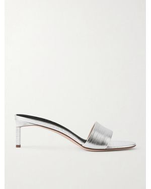 Tom Ford Lizard-Effect Metallic Leather Mules - Natural