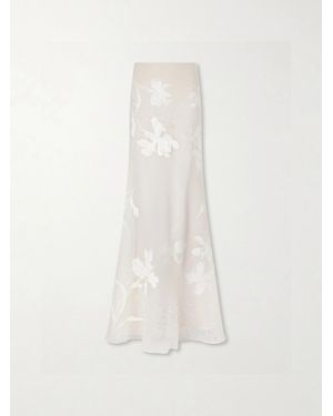 Danielle Frankel Floral-Embroidered Silk-Blend Organza Maxi Skirt - White