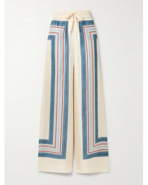 Zimmermann Striped Silk-Twill Wide-Leg Trousers - Blue