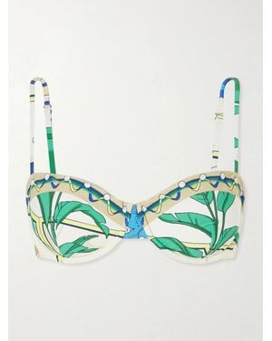 Tory Burch Printed Bikini Top - Green