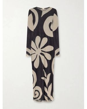 Cala De La Cruz Tania Printed Mesh Midi Dress - White