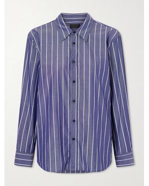Nili Lotan Raphael Classic Stripped Cotton Shirt - Blue