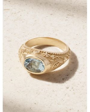 Marlo Laz Southwestern Signet 14-Karat Aquamarine Ring - Natural