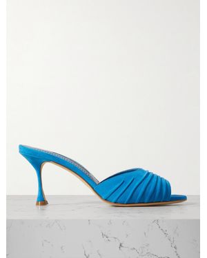 Manolo Blahnik Pirua 70 Suede Mules - Blue