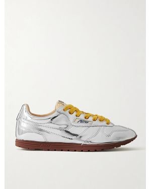 Autry Windspin Low Sneakers Aus Verspiegeltem Vinyl Mit Canvas-Besatz - Mettallic