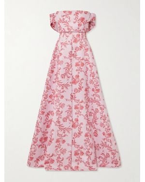 Emilia Wickstead Auclair Off The Shoulder Damask Taffeta Faille Gown - Pink