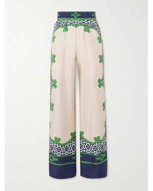 La DoubleJ Icon Hose Mit Weitem Bein Aus Bedrucktem Seiden-Twill - Weiß