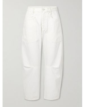 Nili Lotan Shon Cotton-Blend Twill Tapered Trousers - White