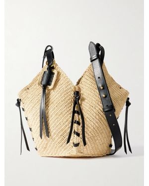 Isabel Marant Tampa Mini Leather-Trimmed Raffia Bucket Bag - Natural