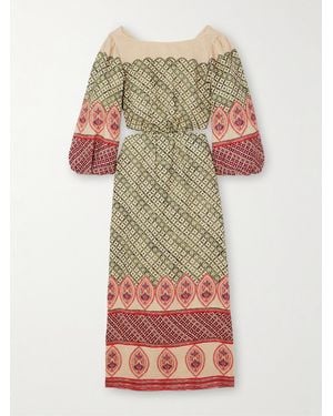 Saloni Neelam Linen Midi Dress - Multicolor