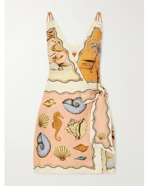FARM Rio Rio Souvenir Printed Linen Mini Dress - Metallic