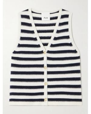 Allude Cardigan Sans Manches En Cachemire À Rayures - Bleu