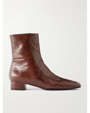Herbert Levine Shadow Ban 30 Snake-Effect Leather Ankle Boots - Brown