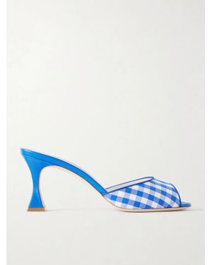 Manolo Blahnik Jadara 70 Checked Woven Mules - Blue