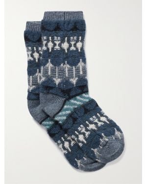 Loro Piana Calza Noel Jacquard-Knit Cashmere Socks - Blue