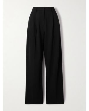 Carolina Herrera Pleated Wool-Blend Wide-Leg Pants - Black