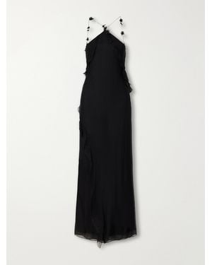 SIR. Ysia Embellished Ruffled Halterneck Silk-Crepe Maxi Dress - Black