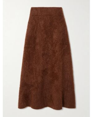 Lisa Yang Asta Brushed-Cashmere Midi Skirt - Brown