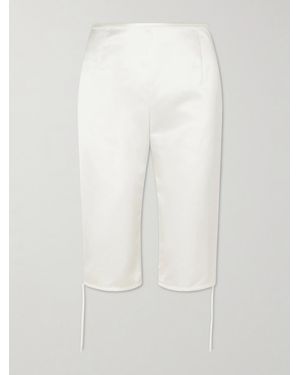 Colleen Allen Theatre Silk Duchesse-Satin Straight Leg Trousers - White
