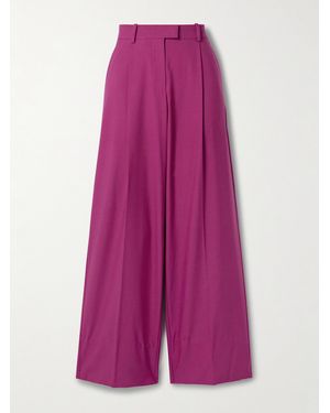 Another Tomorrow Wool-Blend Wide-Leg Trousers - Purple