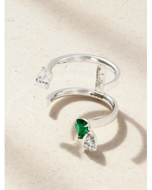 Repossi Bague En Or Blanc 18 Carats (750/1000) Diamants Et Émeraude Serti Sur Vide - Neutre