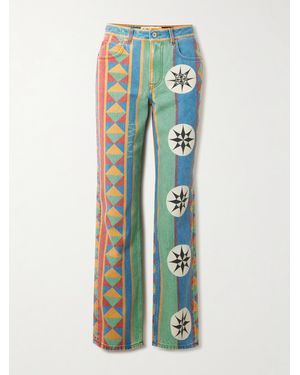 Loewe Paula's Ibiza Halbhohe, Bedruckte Jeans Mit Geradem Bein - Blau