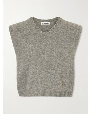 Jil Sander Cropped Wool-Blend Sweater Vest - Gray