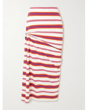 Rabanne Embellished Striped Stretch-Jersey Maxi Skirt - Red