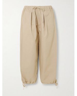 Deiji Studios Tie-Detailed Slub Cotton Tapered Trousers - Natural
