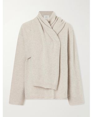 Loulou de Saison Frances Scarf-Detailed Cashmere Jumper - Natural